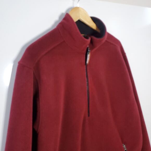 LL Bean Maroon 1/2 zip pull over fleece sweatshirt Size Large Tall - Picture 9 of 10